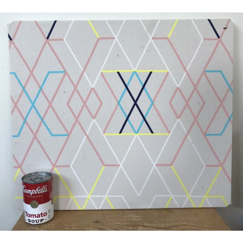 IKEA 2012 Margrethe Odgaard Fabric Push Pin Cork Board Geometric Art 21“ x 18“